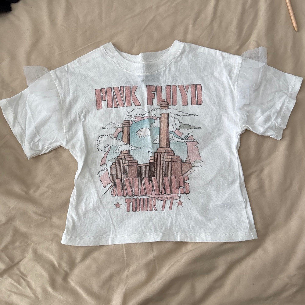 Cotton On Pink Floyd Glitter Ruffle Tee Size 5